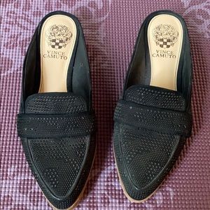 Barely worn, Vince Camuto black suede mules.